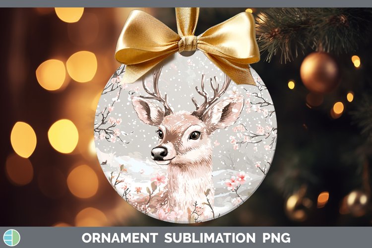 Watercolor Reindeer Ornament Sublimation Bauble Designs