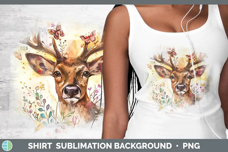 Watercolor Reindeer Shirt Sublimation Sublimation Background