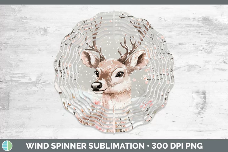 Watercolor Reindeer Wind Spinner Sublimation Spinner Designs