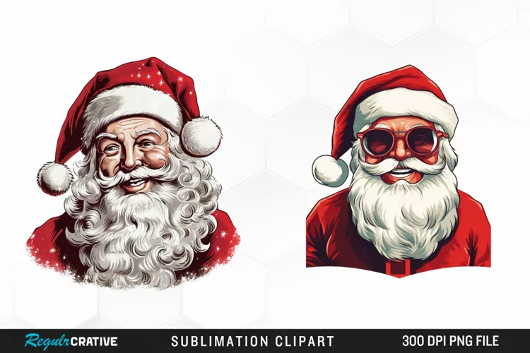 Watercolor Retro Santa Claus Graphic Clipart