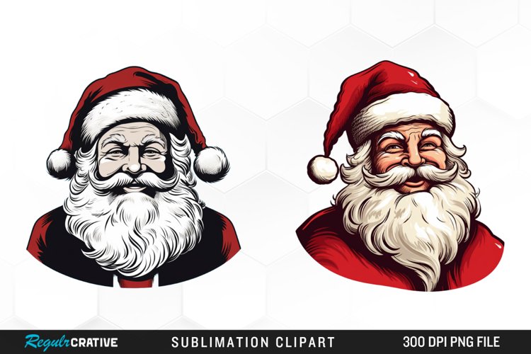 Watercolor Retro Santa Claus Graphic Clipart