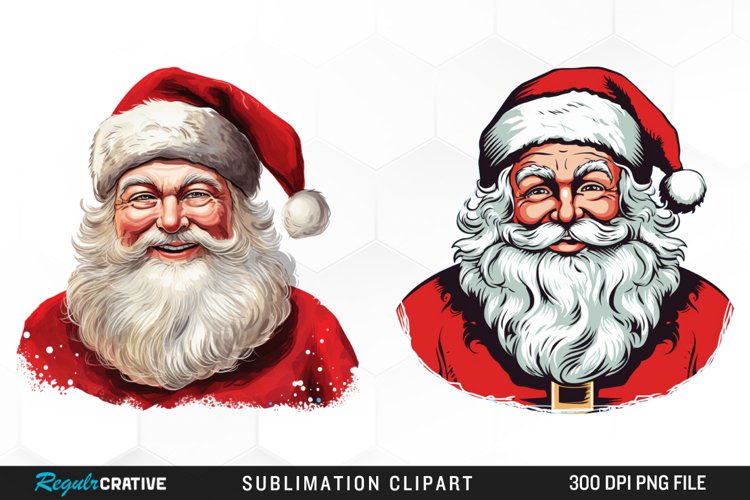Watercolor Retro Santa Claus Graphic Clipart