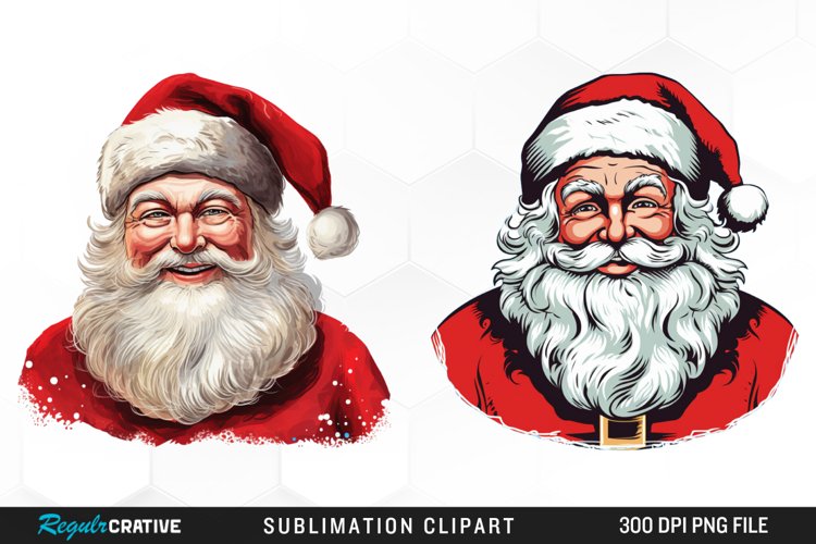 Watercolor Retro Santa Claus Graphic Clipart example image 1