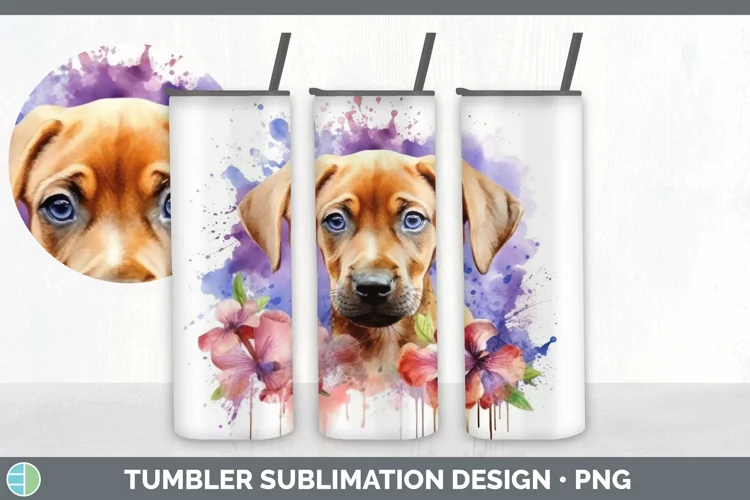 Watercolor Rhodesian Ridgeback Dog Tumbler | Sublimation 20