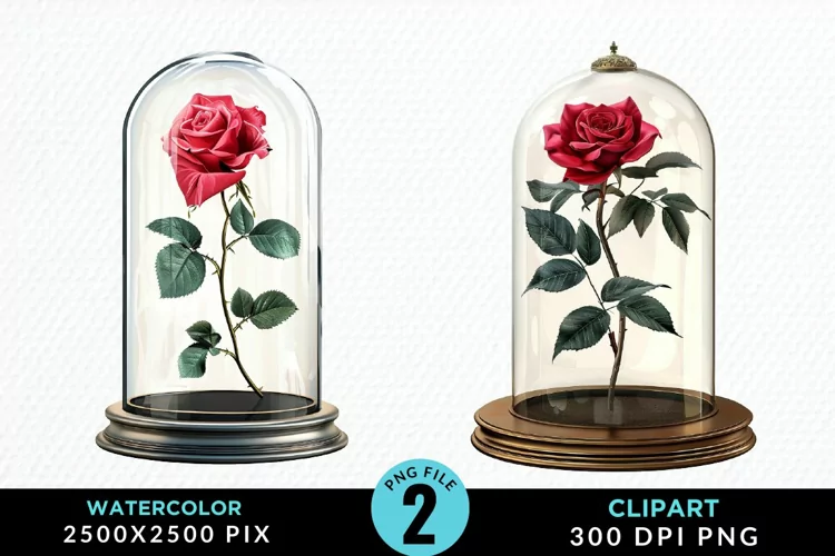 Watercolor Romantic Roses Graphics Clipart
