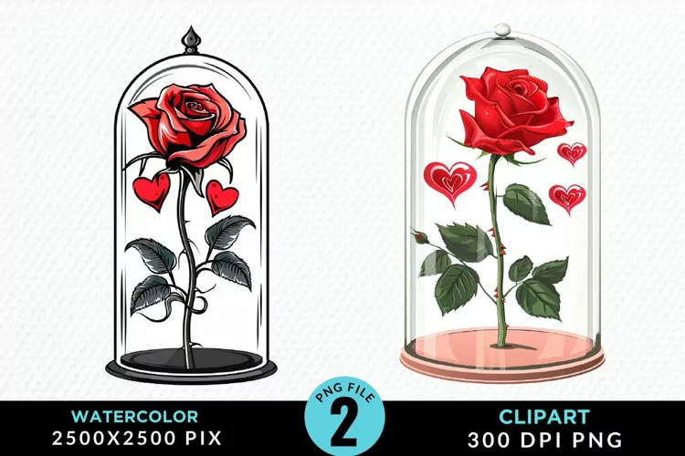 Watercolor Romantic Roses Graphics Clipart