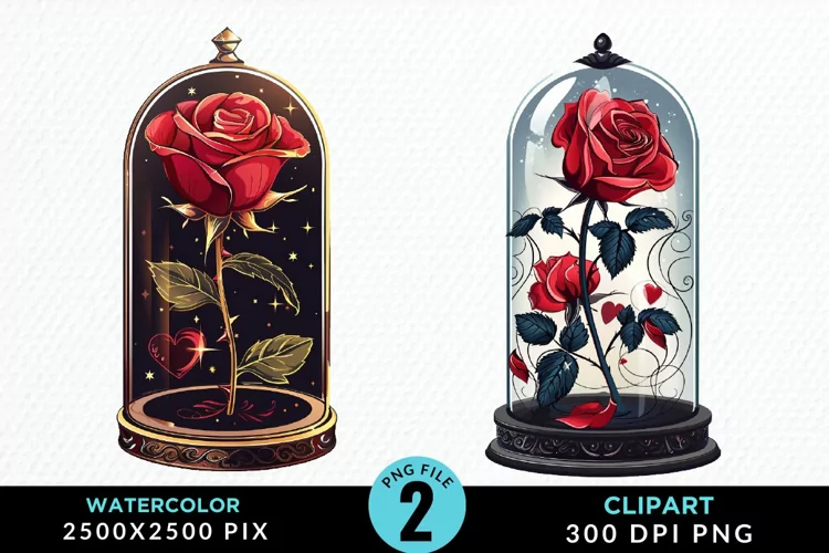 Watercolor Romantic Roses Graphics Clipart