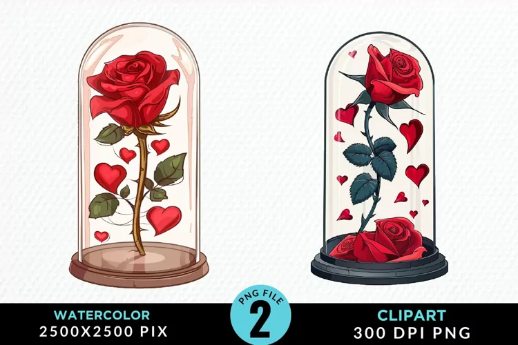 Watercolor Romantic Roses Graphics Clipart
