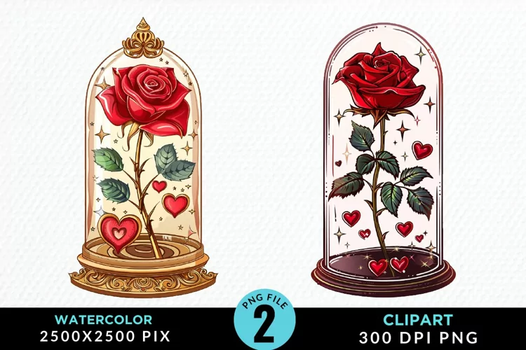Watercolor Romantic Roses Graphics Clipart