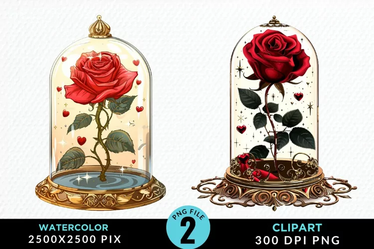 Watercolor Romantic Roses Artwork Clipart