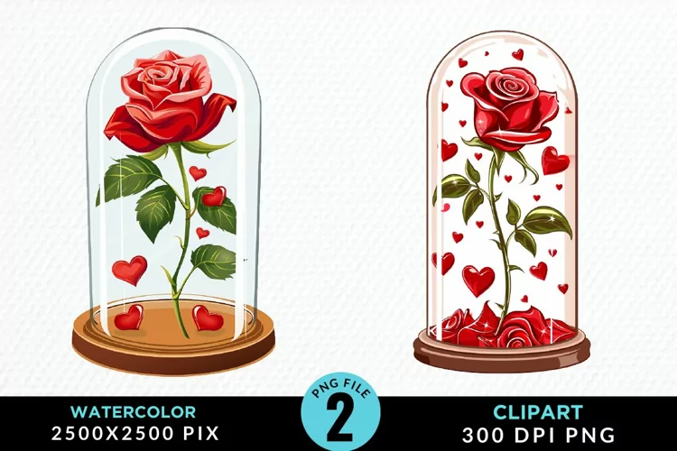 Watercolor Romantic Roses Graphics Clipart