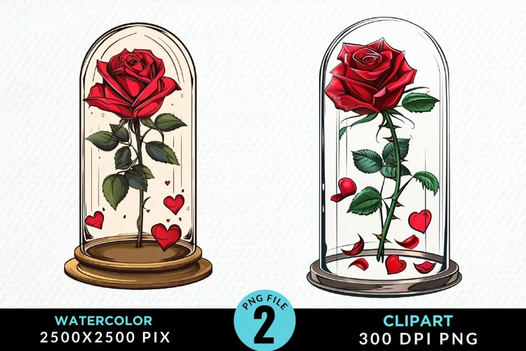 Watercolor Romantic Roses Artwork Clipart