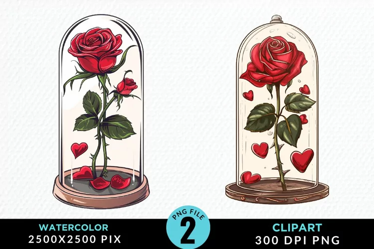 Watercolor Romantic Roses Graphics Clipart
