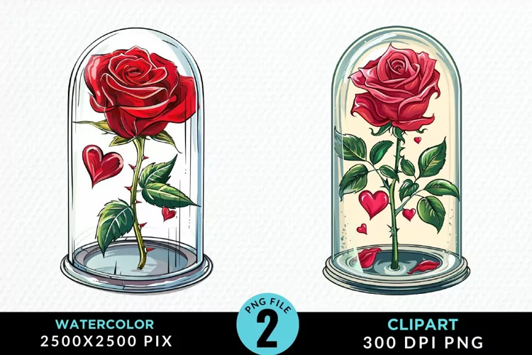 Watercolor Romantic Roses Artwork Clipart