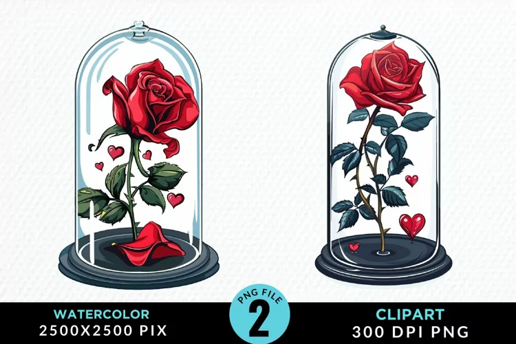 Watercolor Romantic Roses Graphics Clipart