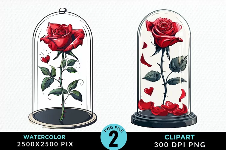 Watercolor Romantic Roses Artwork Clipart