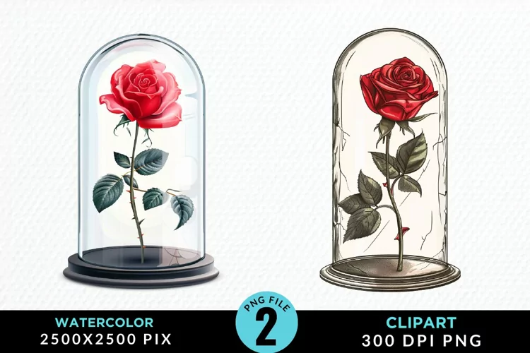Watercolor Romantic Roses Graphics Clipart