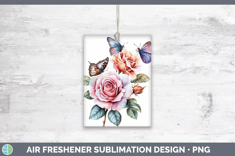 Watercolor Rose Air Freshener Sublimation Car Freshener Desi