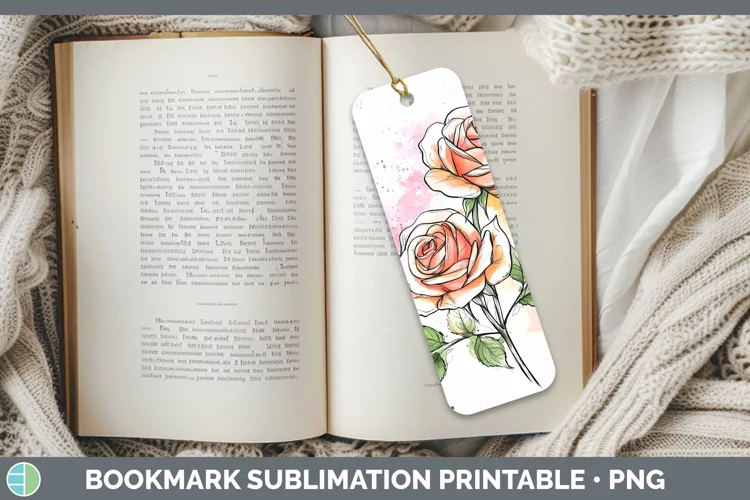 Watercolor Rose Bookmark Sublimation Printable Designs