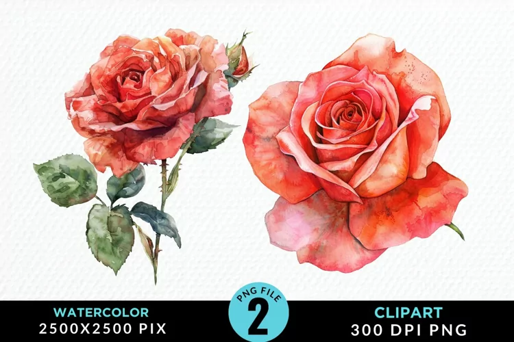 Watercolor Rose Sublimation PNG Clipart