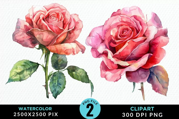 Watercolor Rose Illustration PNG Clipart