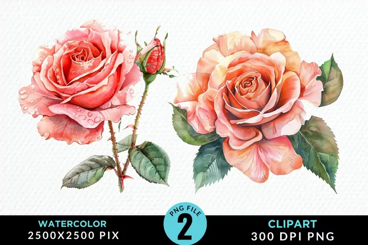 Watercolor Rose Illustration PNG Clipart