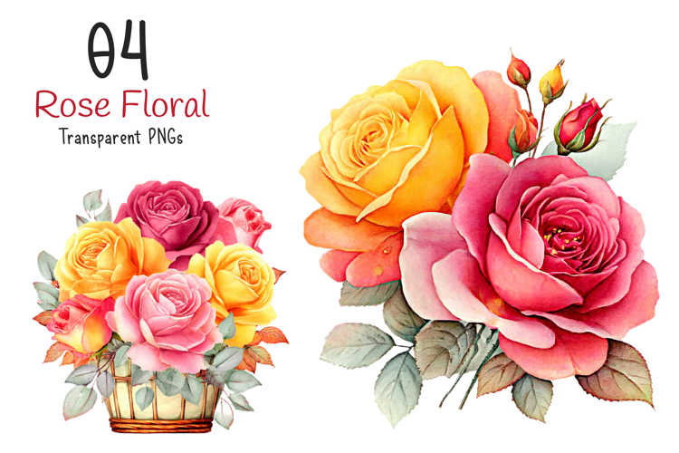 Watercolor Rose Floral Clipart
