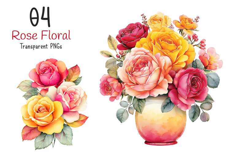 Watercolor Rose Floral Clipart