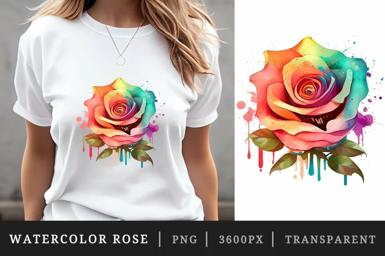 Watercolor rose t-shirt sublimation print design png