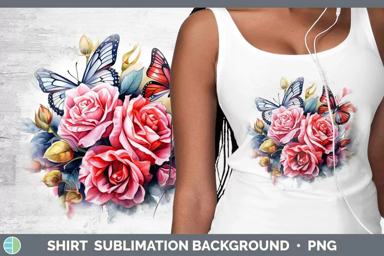 Watercolor Rose Shirt | Sublimation Sublimation Background D