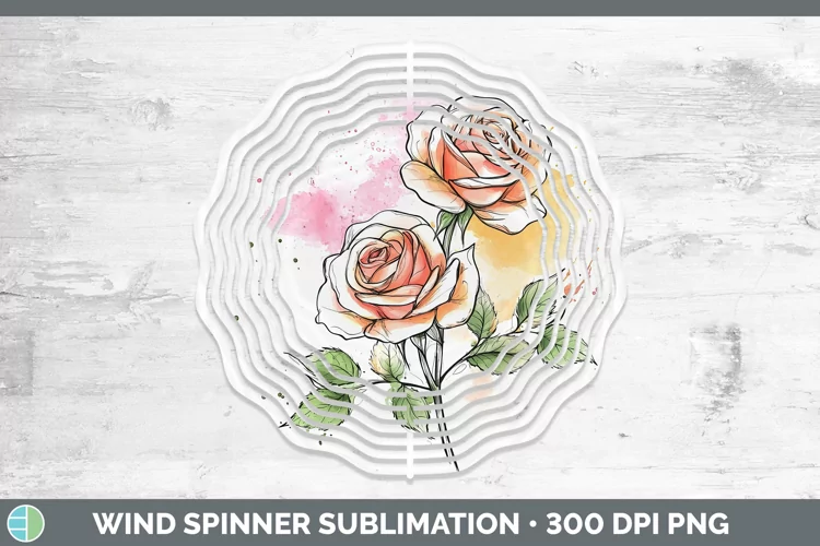Watercolor Rose Wind Spinner Sublimation Spinner Designs