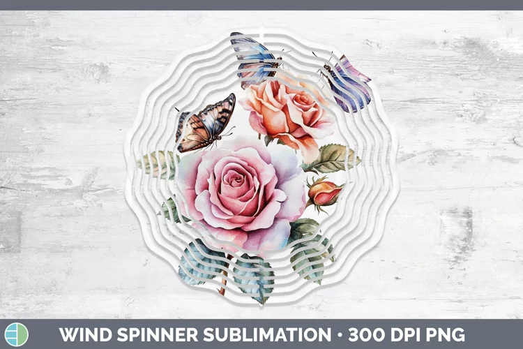 Watercolor Rose Wind Spinner Sublimation Spinner Designs