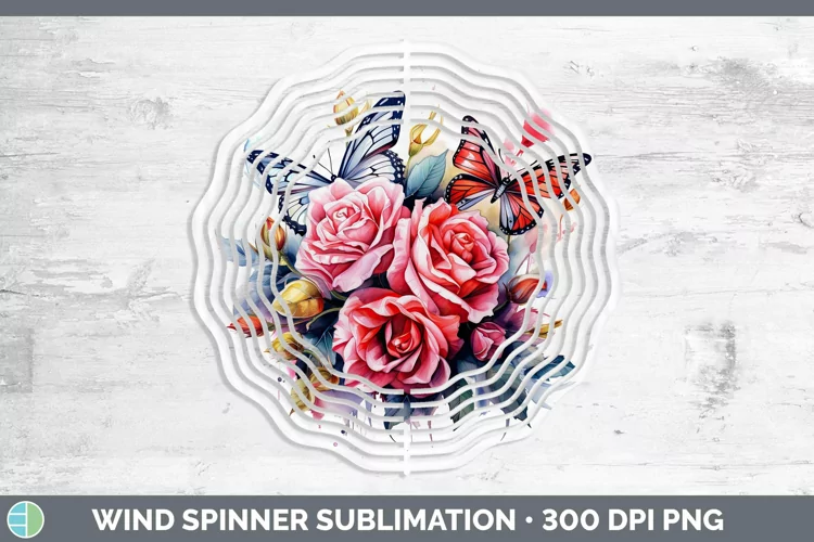 Watercolor Rose Wind Spinner Sublimation Spinner Designs