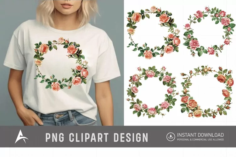 Watercolor Rose Wreath clipart