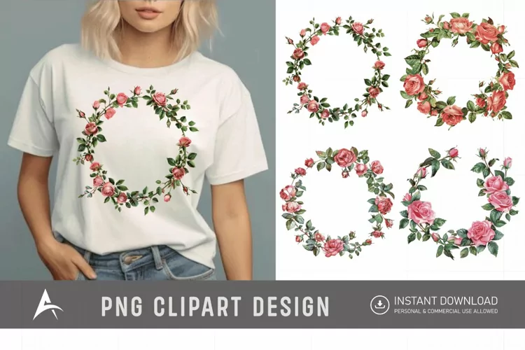 Watercolor Rose Wreath clipart