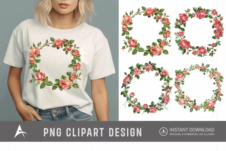 Watercolor Rose Wreath clipart