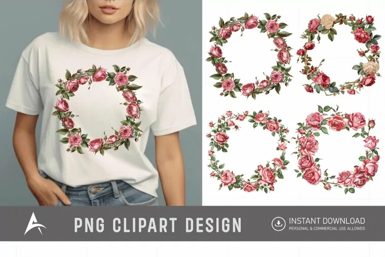 Watercolor Rose Wreath clipart