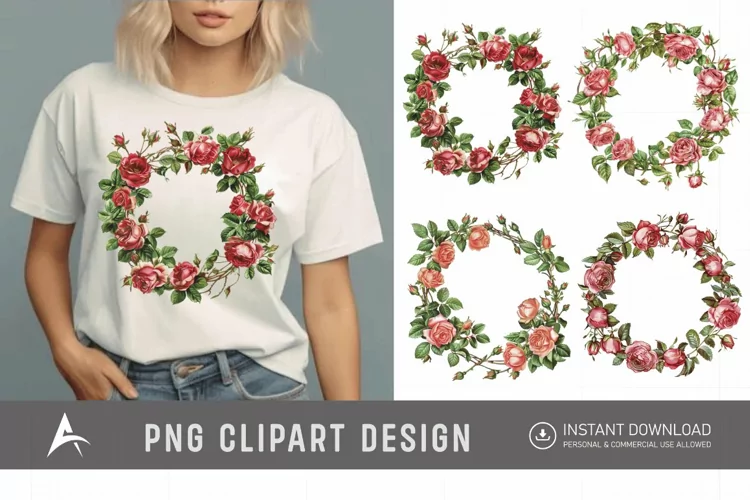 Watercolor Rose Wreath clipart