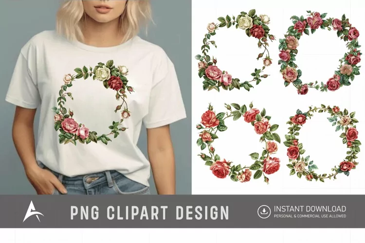 Watercolor Rose Wreath clipart