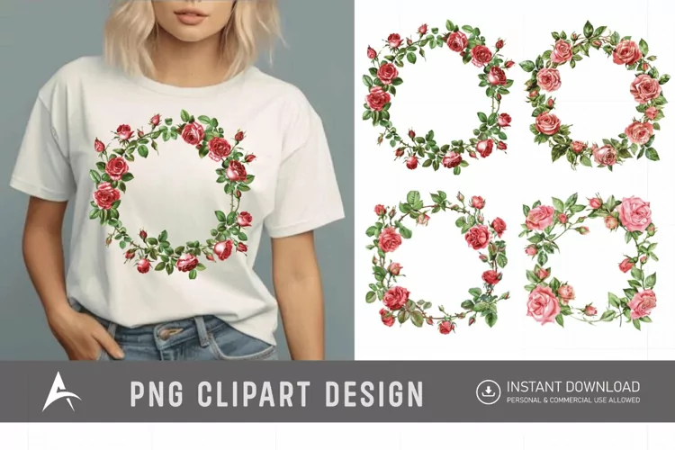 Watercolor Rose Wreath clipart