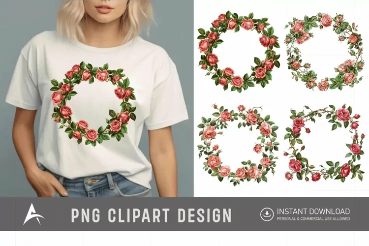 Watercolor Rose Wreath clipart