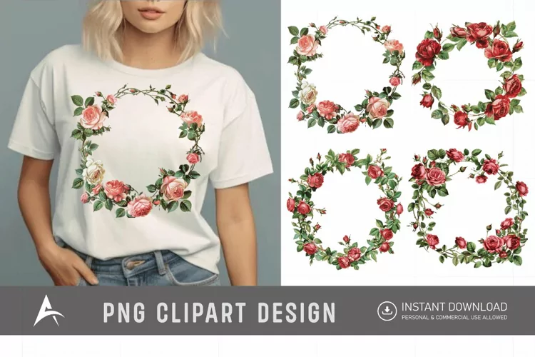 Watercolor Rose Wreath clipart