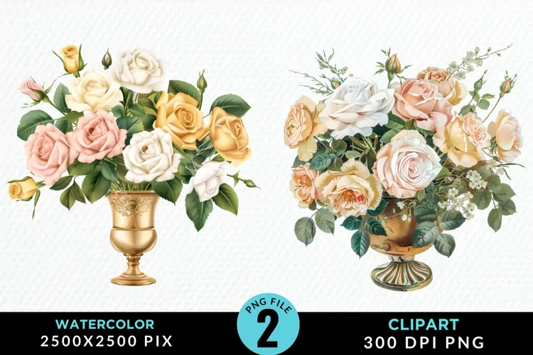 Watercolor Roses Illustration Clipart