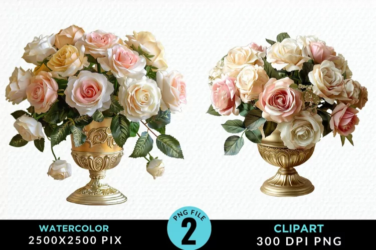 Watercolor Roses Illustration Clipart