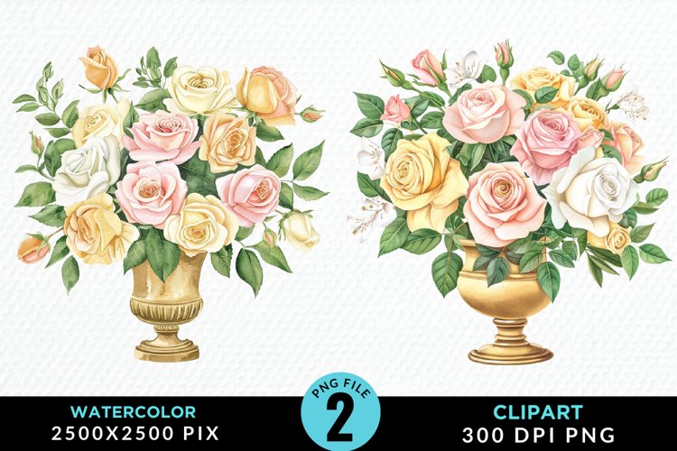 Watercolor Roses Graphic Clipart