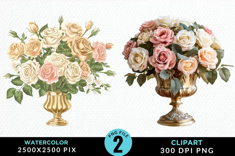 Watercolor Roses Illustration Clipart