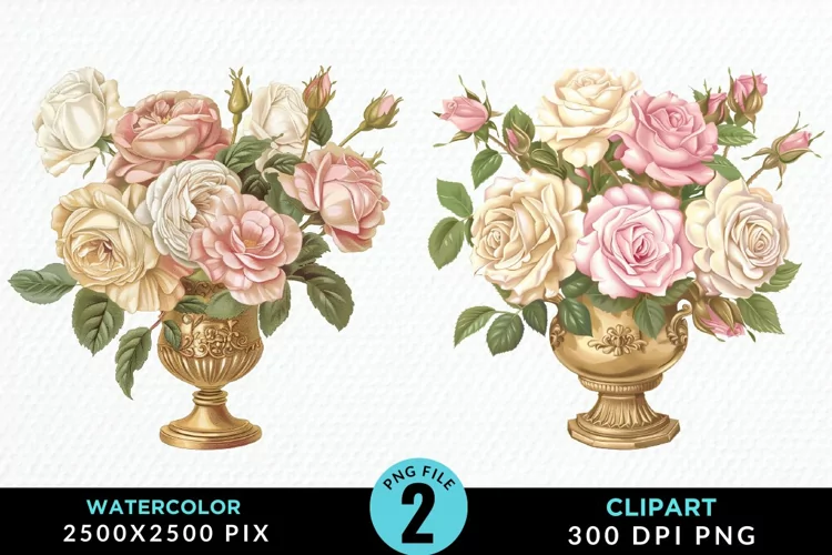 Watercolor Roses Illustration Clipart