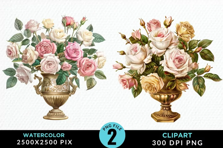 Watercolor Roses Illustration Clipart
