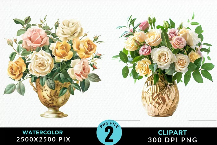 Watercolor Roses Illustration Clipart