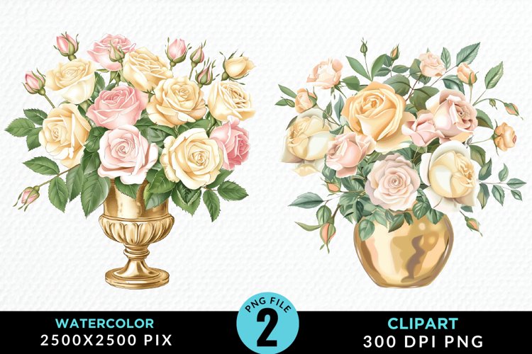 Watercolor Roses Graphic Clipart